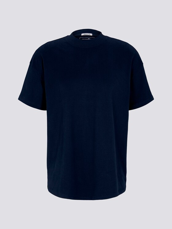 Lockeres Stehkragen T-Shirt mit Bio-Baumwolle - Männer - Sky Captain Blue Lockeres Stehkragen T-Shirt mit Bio-Baumwolle - Männer - Sky Captain Blue - 7 - TOM TAILOR Denim