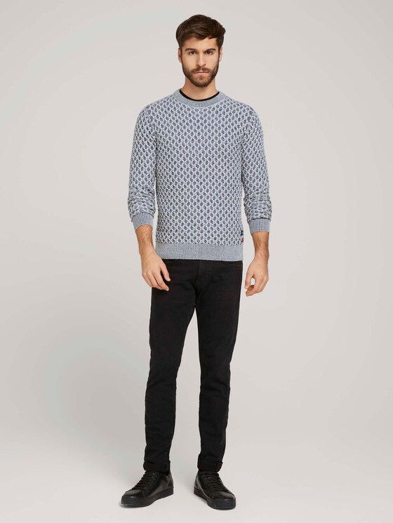 Pullover mit Schachbrett-Struktur - Männer - navy white heavy structure Pullover mit Schachbrett-Struktur - Männer - navy white heavy structure - 3 - TOM TAILOR