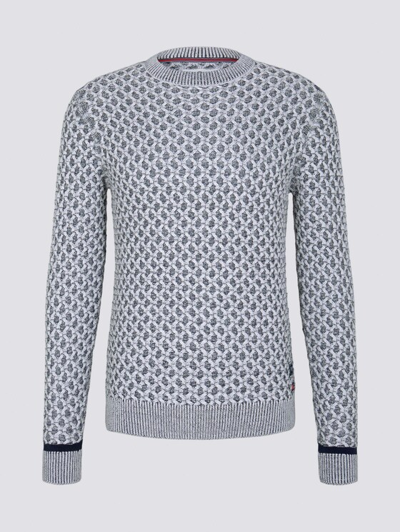 Pullover mit Schachbrett-Struktur - Männer - navy white heavy structure Pullover mit Schachbrett-Struktur - Männer - navy white heavy structure - 7 - TOM TAILOR