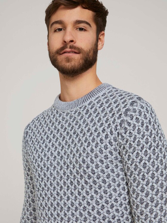 Pullover mit Schachbrett-Struktur - Männer - navy white heavy structure Pullover mit Schachbrett-Struktur - Männer - navy white heavy structure - 9 - TOM TAILOR