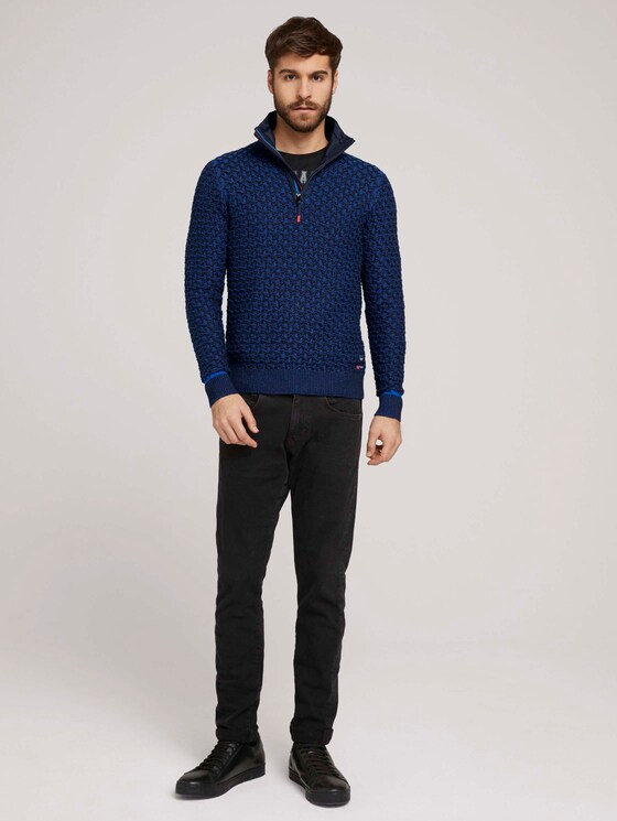 Troyer Pullover mit Schachbrett-Struktur - Männer - navy blue heavy structure Troyer Pullover mit Schachbrett-Struktur - Männer - navy blue heavy structure - 3 - TOM TAILOR