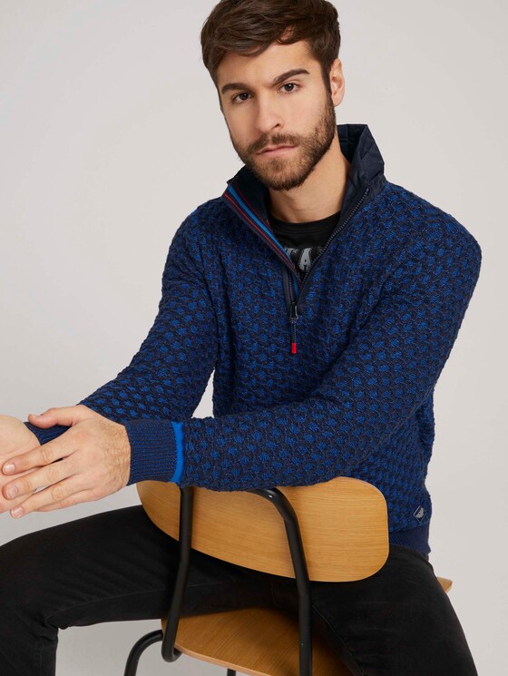 Troyer Pullover mit Schachbrett-Struktur - Männer - navy blue heavy structure Troyer Pullover mit Schachbrett-Struktur - Männer - navy blue heavy structure - 5 - TOM TAILOR
