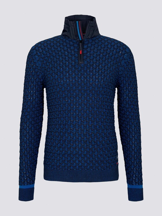 Troyer Pullover mit Schachbrett-Struktur - Männer - navy blue heavy structure Troyer Pullover mit Schachbrett-Struktur - Männer - navy blue heavy structure - 7 - TOM TAILOR