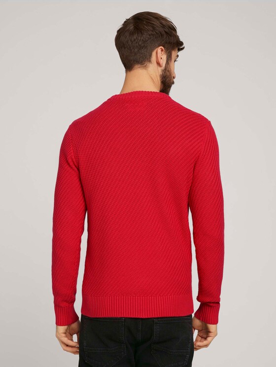 Strickpullover mit Struktur - Männer - Powerful Red Strickpullover mit Struktur - Männer - Powerful Red - 2 - TOM TAILOR