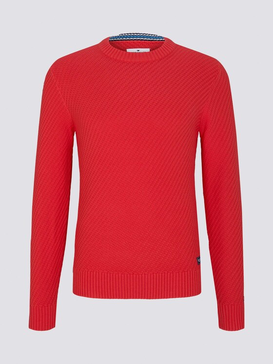 Strickpullover mit Struktur - Männer - Powerful Red Strickpullover mit Struktur - Männer - Powerful Red - 7 - TOM TAILOR