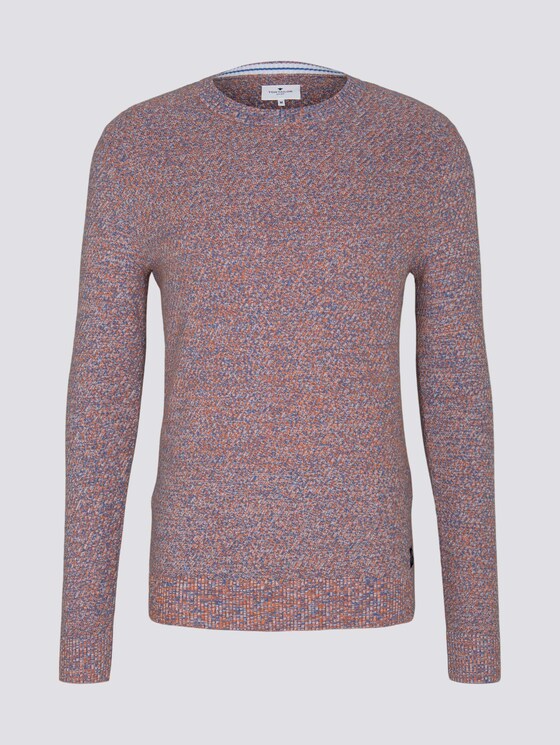 Basic Strickpullover mit Bio-Baumwolle - Männer - blue orange white mouline Basic Strickpullover mit Bio-Baumwolle - Männer - blue orange white mouline - 7 - TOM TAILOR