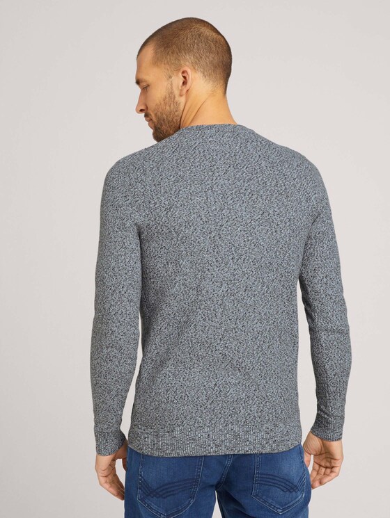 Basic Strickpullover mit Bio-Baumwolle - Männer - grey anthra white mouline Basic Strickpullover mit Bio-Baumwolle - Männer - grey anthra white mouline - 2 - TOM TAILOR