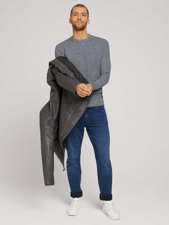 Basic Strickpullover mit Bio-Baumwolle - Männer - grey anthra white mouline Basic Strickpullover mit Bio-Baumwolle - Männer - grey anthra white mouline - 3 - TOM TAILOR
