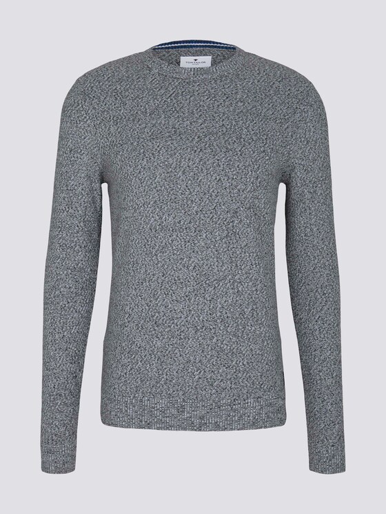 Basic Strickpullover mit Bio-Baumwolle - Männer - grey anthra white mouline Basic Strickpullover mit Bio-Baumwolle - Männer - grey anthra white mouline - 7 - TOM TAILOR
