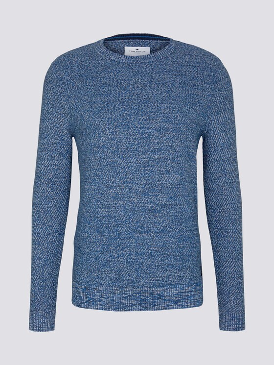 Basic Strickpullover mit Bio-Baumwolle - Männer - navy blue white mouline Basic Strickpullover mit Bio-Baumwolle - Männer - navy blue white mouline - 7 - TOM TAILOR