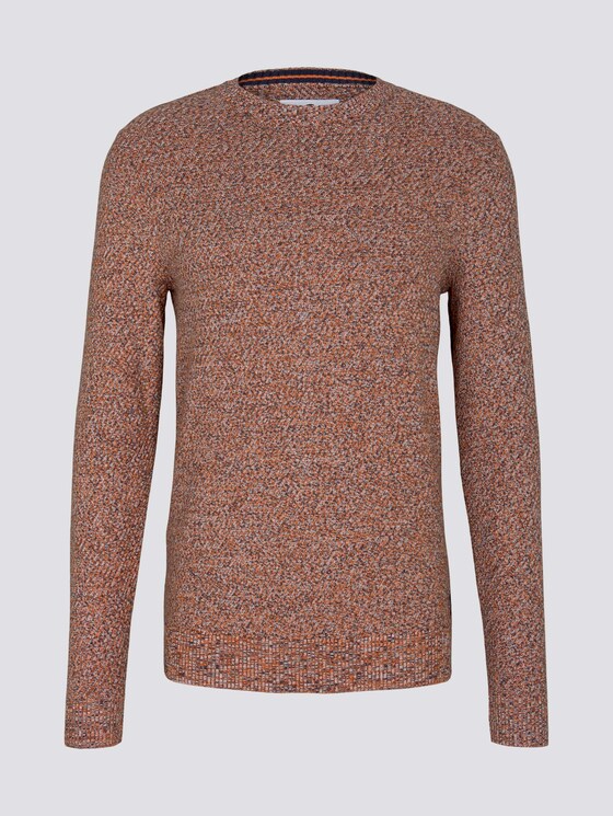 Basic Strickpullover mit Bio-Baumwolle - Männer - navy orange white mouline Basic Strickpullover mit Bio-Baumwolle - Männer - navy orange white mouline - 7 - TOM TAILOR