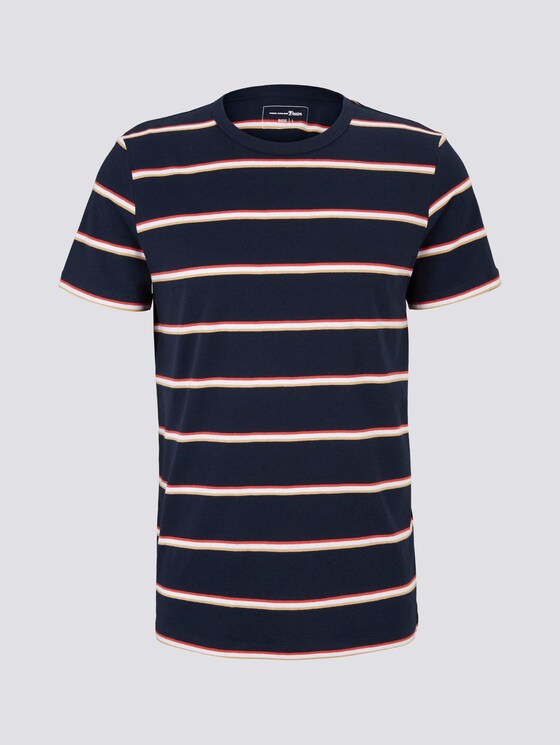 T-Shirt mit Streifenmuster - Männer - navy tricolor yarn dye stripe T-Shirt mit Streifenmuster - Männer - navy tricolor yarn dye stripe - 7 - TOM TAILOR Denim