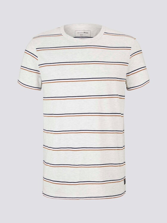 T-Shirt mit Streifenmuster - Männer - white tricolor yarn dye stripe T-Shirt mit Streifenmuster - Männer - white tricolor yarn dye stripe - 7 - TOM TAILOR Denim