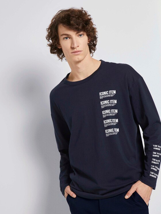 Langarmshirt mit Textprint - Männer - Sky Captain Blue Langarmshirt mit Textprint - Männer - Sky Captain Blue - 1 - TOM TAILOR Denim