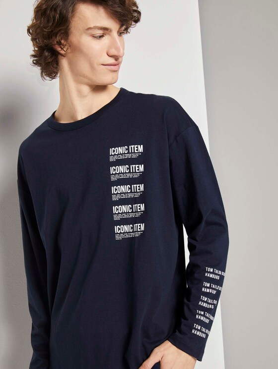 Langarmshirt mit Textprint - Männer - Sky Captain Blue Langarmshirt mit Textprint - Männer - Sky Captain Blue - 9 - TOM TAILOR Denim
