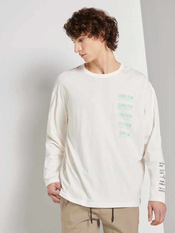 Langarmshirt mit Textprint - Männer - Wool White Langarmshirt mit Textprint - Männer - Wool White - 1 - TOM TAILOR Denim