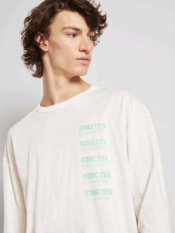 Langarmshirt mit Textprint - Männer - Wool White Langarmshirt mit Textprint - Männer - Wool White - 10 - TOM TAILOR Denim