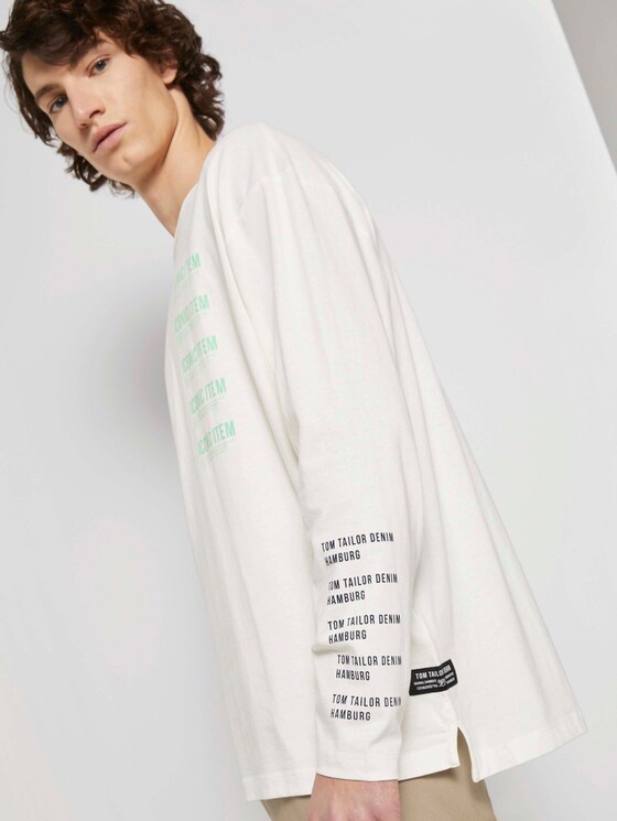 Langarmshirt mit Textprint - Männer - Wool White Langarmshirt mit Textprint - Männer - Wool White - 9 - TOM TAILOR Denim