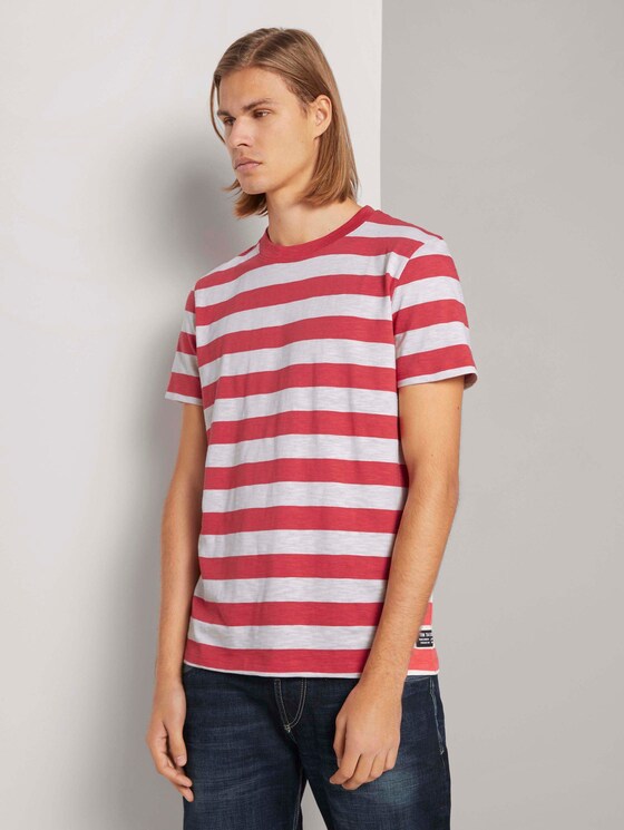 gestreiftes T-Shirt - Männer - red regular yarn dye stripe gestreiftes T-Shirt - Männer - red regular yarn dye stripe - 1 - TOM TAILOR Denim