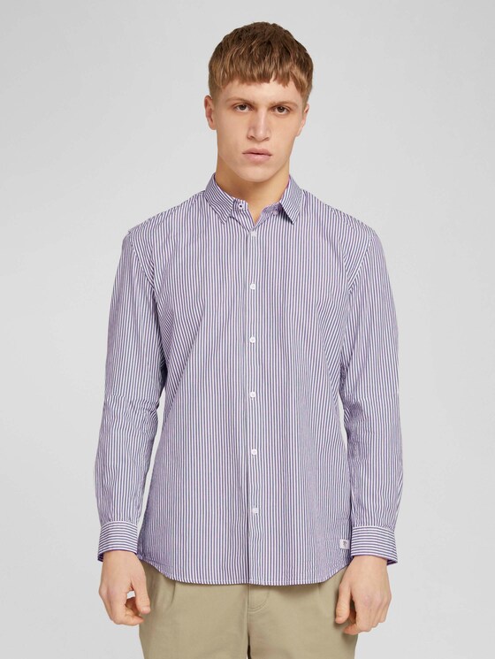 Gestreiftes Hemd - Männer - bordeaux white small stripe Gestreiftes Hemd - Männer - bordeaux white small stripe - 1 - TOM TAILOR Denim