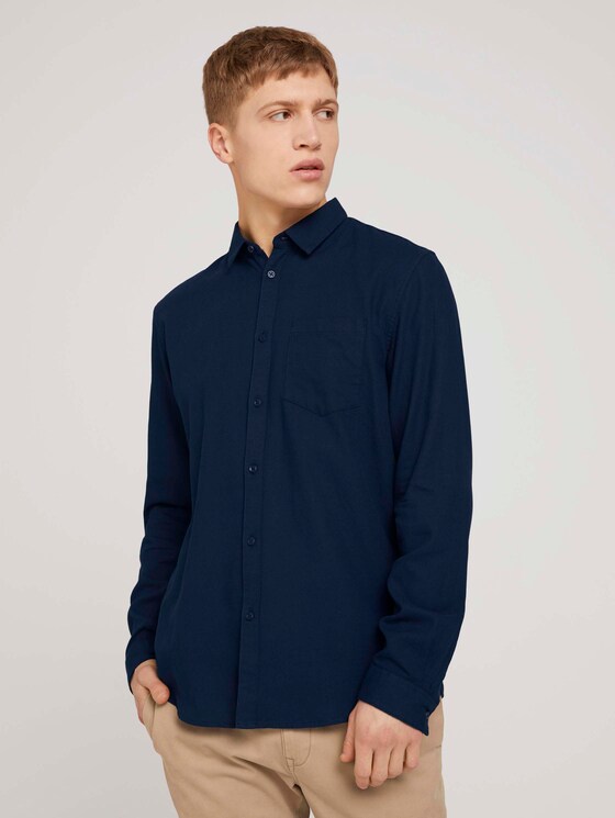 Fijn gestructureerd overhemd met biologisch katoen - Mannen - Sky Captain Blue Fijn gestructureerd overhemd met biologisch katoen - Mannen - Sky Captain Blue - 1 - TOM TAILOR Denim