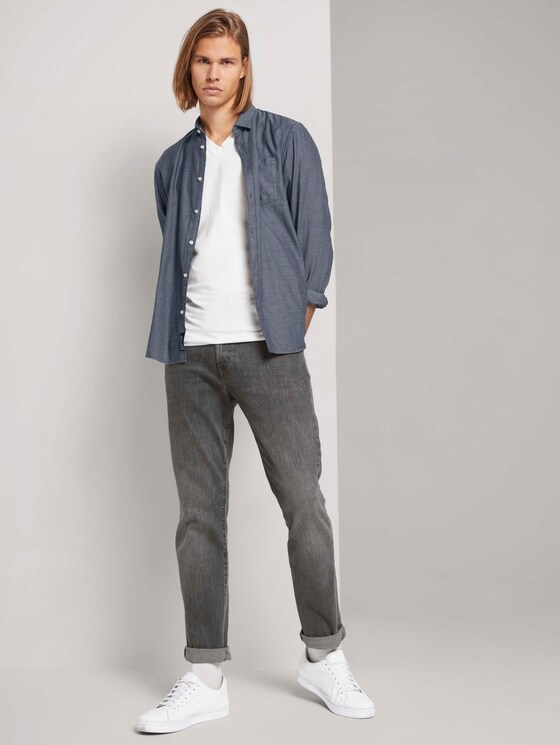 Fein strukturiertes Hemd mit Bio-Baumwolle - Männer - navy white dobby structure Fein strukturiertes Hemd mit Bio-Baumwolle - Männer - navy white dobby structure - 3 - TOM TAILOR Denim