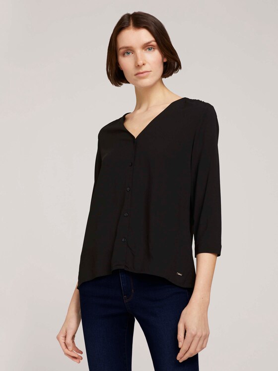 Geknöpfte Bluse mit LENZING™ ECOVERO™ - Frauen - Deep Black Geknöpfte Bluse mit LENZING™ ECOVERO™ - Frauen - Deep Black - 1 - TOM TAILOR Denim