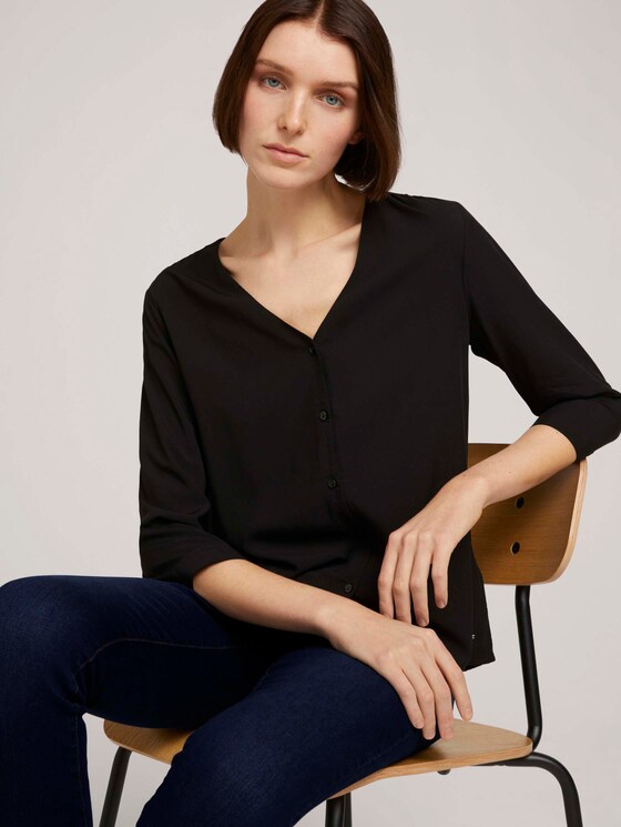Geknöpfte Bluse mit LENZING™ ECOVERO™ - Frauen - Deep Black Geknöpfte Bluse mit LENZING™ ECOVERO™ - Frauen - Deep Black - 5 - TOM TAILOR Denim