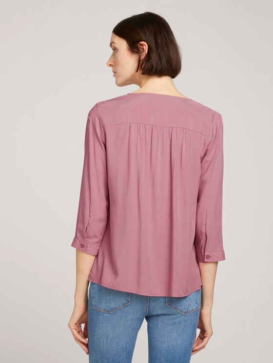 Geknöpfte Bluse mit V-Ausschnitt mit LENZINGTM ECOVEROTM - Frauen - cozy rose Geknöpfte Bluse mit V-Ausschnitt mit LENZINGTM ECOVEROTM - Frauen - cozy rose - 2 - TOM TAILOR Denim