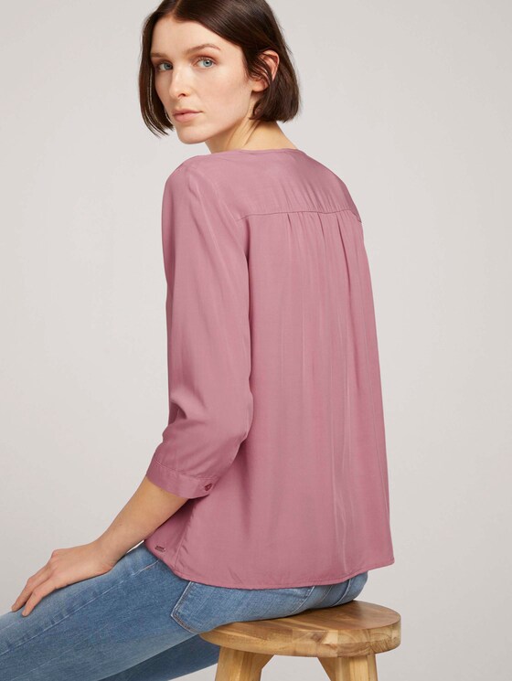 Geknöpfte Bluse mit V-Ausschnitt mit LENZINGTM ECOVEROTM - Frauen - cozy rose Geknöpfte Bluse mit V-Ausschnitt mit LENZINGTM ECOVEROTM - Frauen - cozy rose - 5 - TOM TAILOR Denim