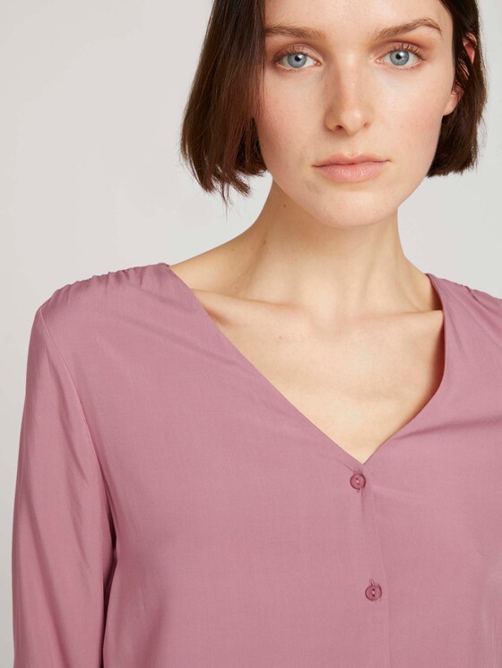 Geknöpfte Bluse mit V-Ausschnitt mit LENZINGTM ECOVEROTM - Frauen - cozy rose Geknöpfte Bluse mit V-Ausschnitt mit LENZINGTM ECOVEROTM - Frauen - cozy rose - 9 - TOM TAILOR Denim