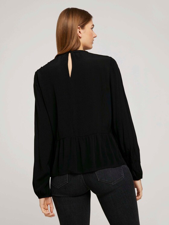 Stehkragenbluse mit Schößchen - Frauen - Deep Black Stehkragenbluse mit Schößchen - Frauen - Deep Black - 2 - TOM TAILOR Denim