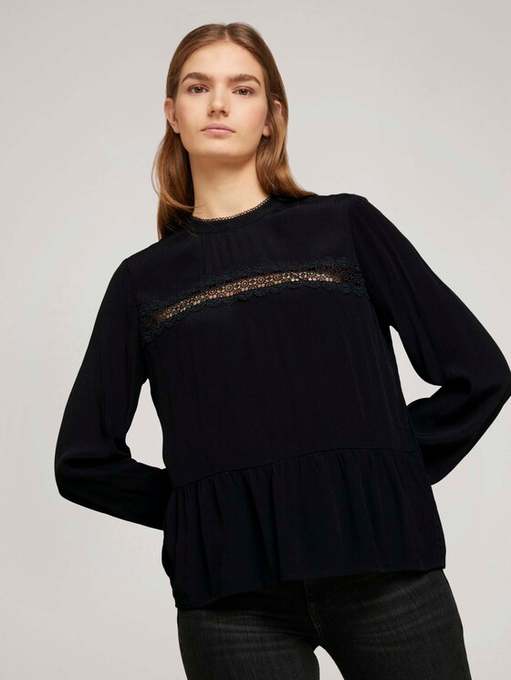 Stehkragenbluse mit Schößchen - Frauen - Deep Black Stehkragenbluse mit Schößchen - Frauen - Deep Black - 5 - TOM TAILOR Denim