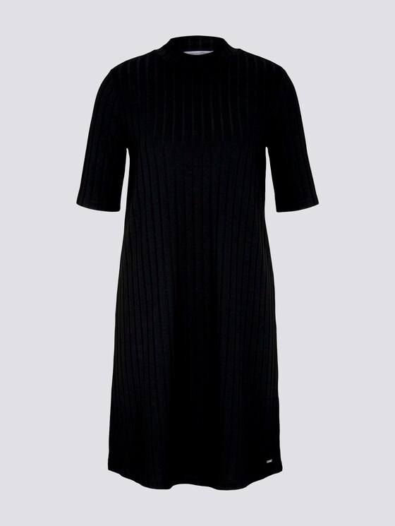 Kurzes Ripp Kleid mit Stehkragen - Frauen - Deep Black Kurzes Ripp Kleid mit Stehkragen - Frauen - Deep Black - 7 - TOM TAILOR Denim