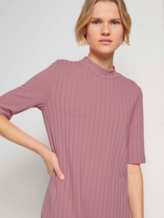 Kurzes Ripp Kleid mit Stehkragen - Frauen - cozy rose melange Kurzes Ripp Kleid mit Stehkragen - Frauen - cozy rose melange - 9 - TOM TAILOR Denim
