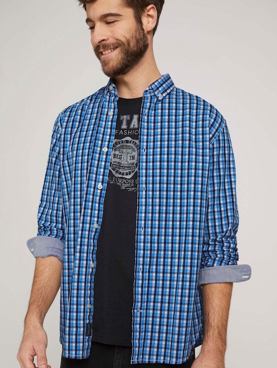 Karo Stretch Hemd - Männer - blue navy white check Karo Stretch Hemd - Männer - blue navy white check - 5 - TOM TAILOR
