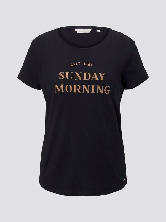 Besticktes T-Shirt mit Bio-Baumwolle - Frauen - Deep Black Besticktes T-Shirt mit Bio-Baumwolle - Frauen - Deep Black - 7 - TOM TAILOR Denim