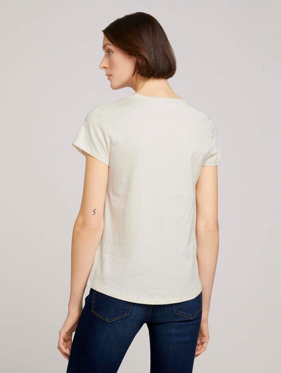 Besticktes T-Shirt mit Bio-Baumwolle - Frauen - soft creme beige Besticktes T-Shirt mit Bio-Baumwolle - Frauen - soft creme beige - 2 - TOM TAILOR Denim