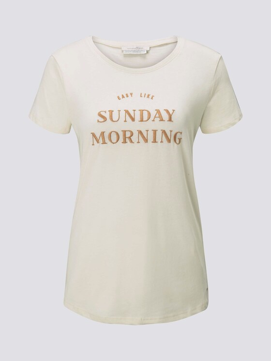 Besticktes T-Shirt mit Bio-Baumwolle - Frauen - soft creme beige Besticktes T-Shirt mit Bio-Baumwolle - Frauen - soft creme beige - 7 - TOM TAILOR Denim