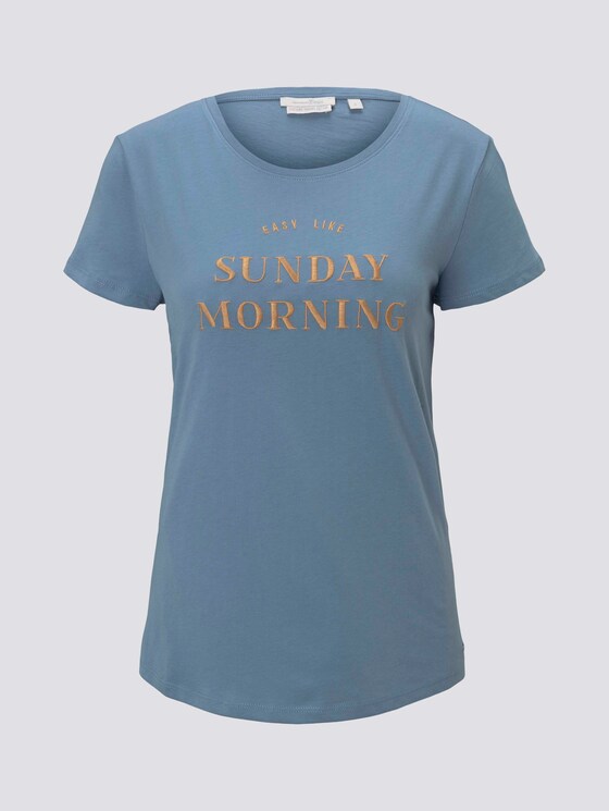 Besticktes T-Shirt mit Bio-Baumwolle - Frauen - soft mid blue Besticktes T-Shirt mit Bio-Baumwolle - Frauen - soft mid blue - 7 - TOM TAILOR Denim