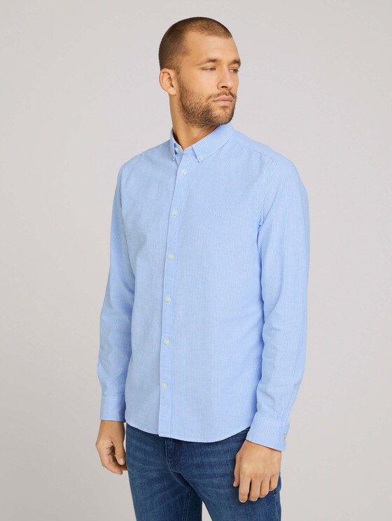 Gestreiftes Hemd - Männer - bright ibiza blue white stripe Gestreiftes Hemd - Männer - bright ibiza blue white stripe - 1 - TOM TAILOR