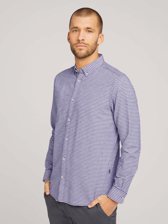Gestreiftes Hemd - Männer - navy white red cross stripe Gestreiftes Hemd - Männer - navy white red cross stripe - 1 - TOM TAILOR