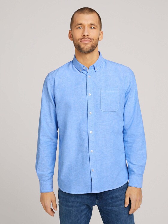 Oxford-Hemd mit Brusttasche - Männer - bright ibiza blue chambray Oxford-Hemd mit Brusttasche - Männer - bright ibiza blue chambray - 1 - TOM TAILOR