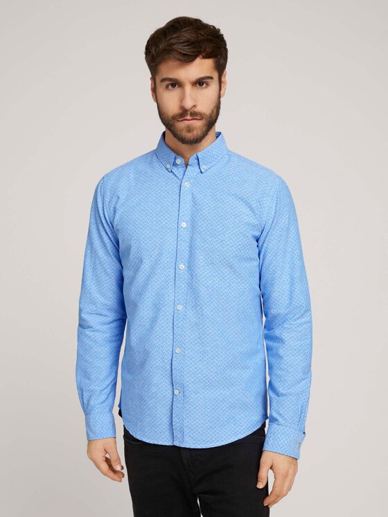 Gemustertes Oxford-Hemd - Männer - blue diagonal lines design Gemustertes Oxford-Hemd - Männer - blue diagonal lines design - 1 - TOM TAILOR