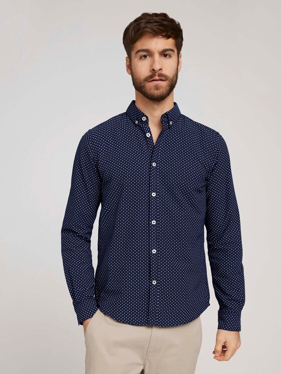 Gemustertes Oxford-Hemd - Männer - navy diagonal lines design Gemustertes Oxford-Hemd - Männer - navy diagonal lines design - 1 - TOM TAILOR
