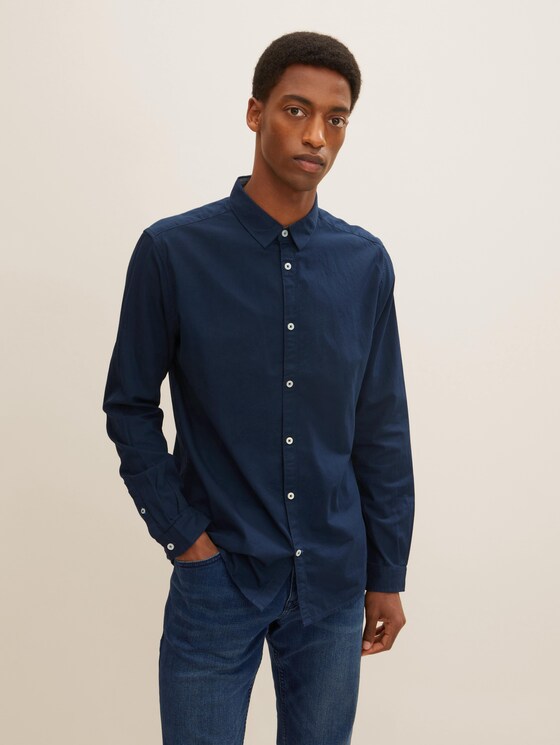 Slim Fit Hemd mit Struktur - Männer - Dark Blue Slim Fit Hemd mit Struktur - Männer - Dark Blue - 1 - TOM TAILOR