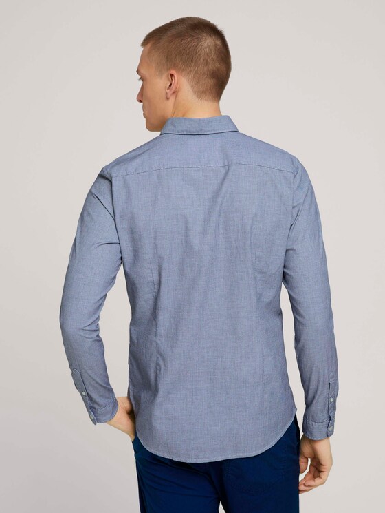 Slim fit overhemd met gestructureerde stof - Mannen - navy white structure Slim fit overhemd met gestructureerde stof - Mannen - navy white structure - 2 - TOM TAILOR