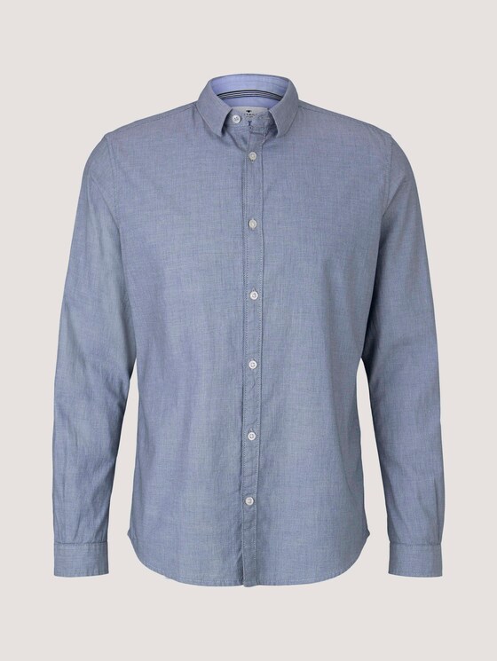 Slim fit overhemd met gestructureerde stof - Mannen - navy white structure Slim fit overhemd met gestructureerde stof - Mannen - navy white structure - 7 - TOM TAILOR