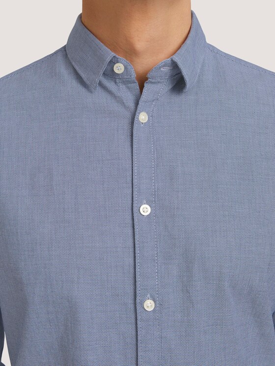 Slim fit overhemd met gestructureerde stof - Mannen - navy white structure Slim fit overhemd met gestructureerde stof - Mannen - navy white structure - 9 - TOM TAILOR