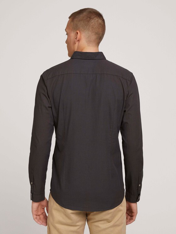 Slim Fit Hemd mit Struktur - Männer - black dark grey structure Slim Fit Hemd mit Struktur - Männer - black dark grey structure - 2 - TOM TAILOR
